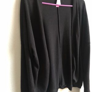 Woman’s black, draped open front cardigan. Size XL, runs on the small side.
